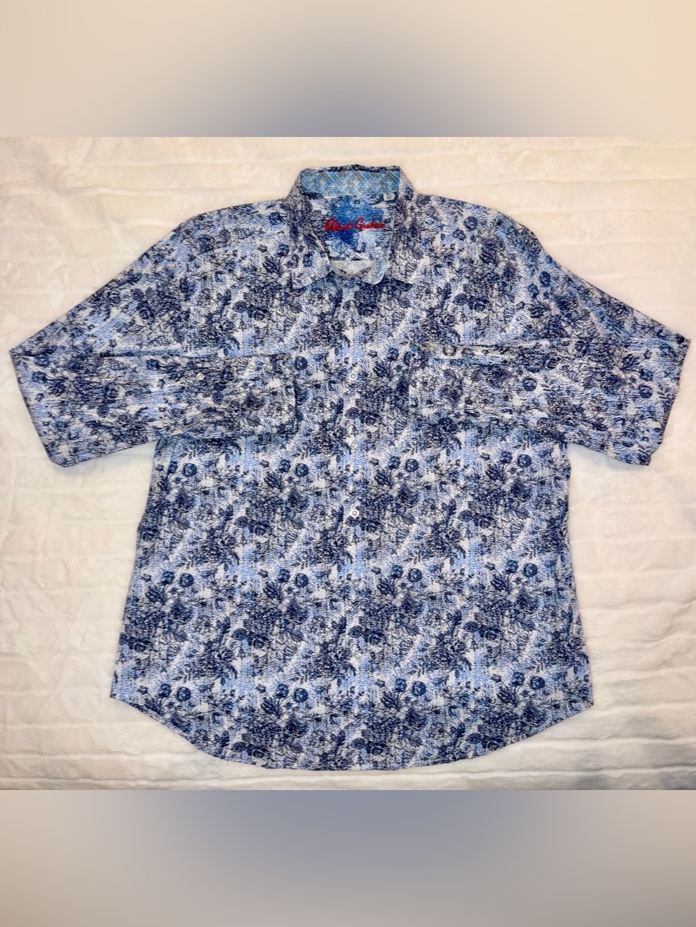 Robert Graham Men’s BlueFloral Button-Down Shirt XL Classic Fit